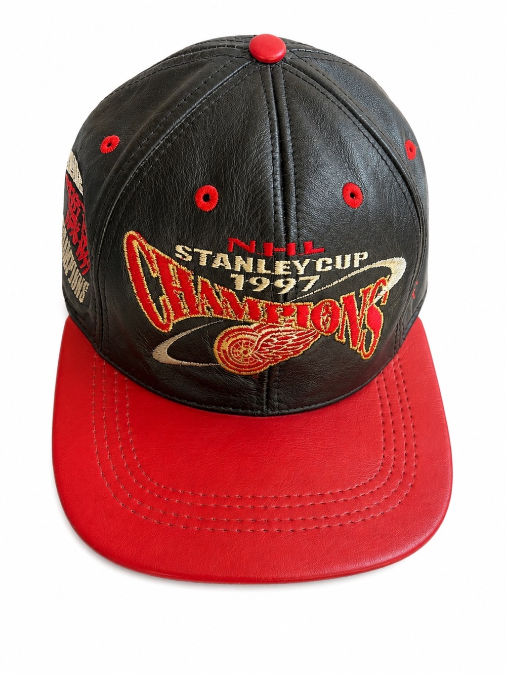 Vintage 1997 Detroit Red Wings Stanley Cup Champions Leather Snapback Hat